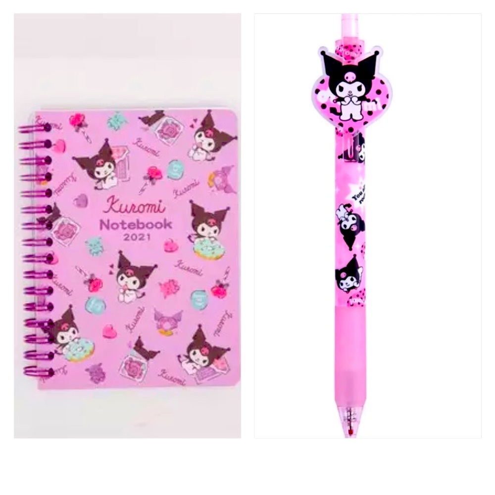 Sanrio KUROMI
Anime Loose Leaf
Notebook/Journal Mini Book with
Pen. NWT